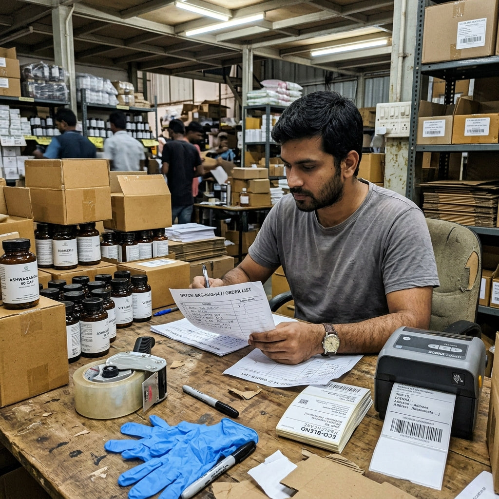 Shnikh at Bangalore packaging desk